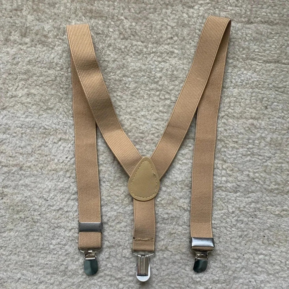 The Children's Place Boy's Suspenders Cream Beige Tan Size 4-6T Adjustable - Picture 1 of 5